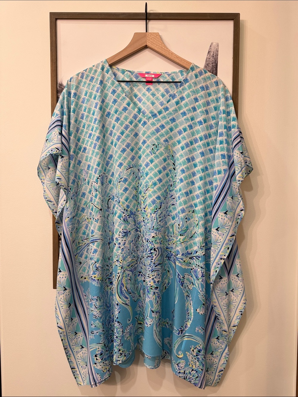 🩵Lilly Pulitzer LindaMarie Silk Caftan Dress Bondi Blue🩵 - Picture 6 of 6